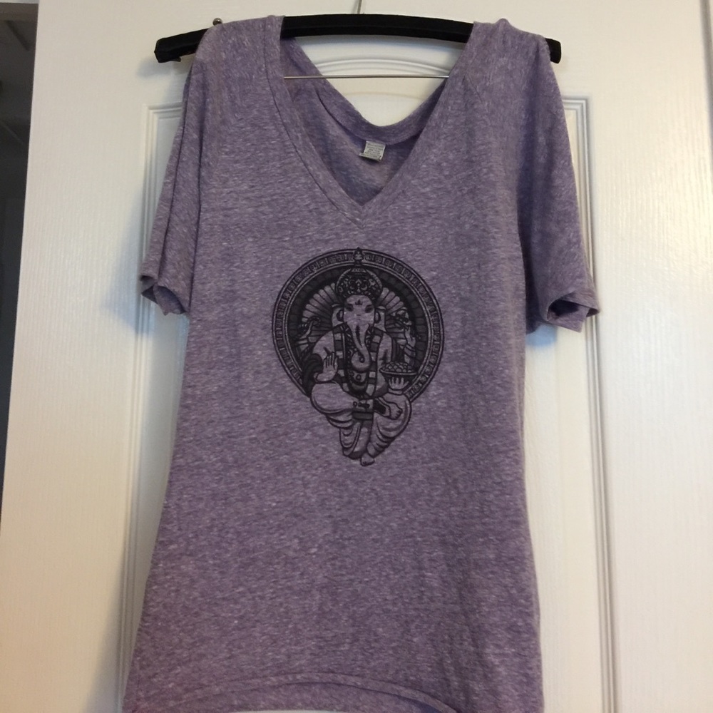 Yoga Ganesh Purple Tshirt Organic Cotton